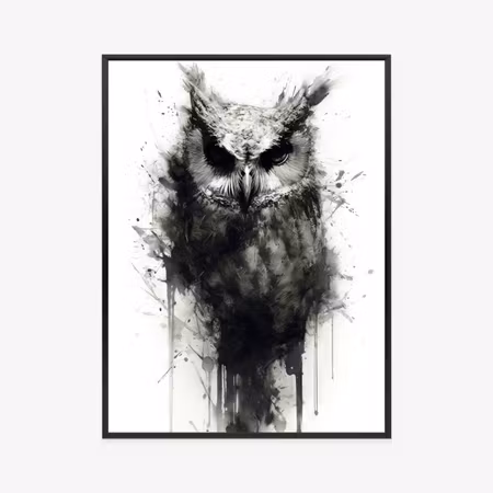 Poster med ram - Painted portrait of an owl