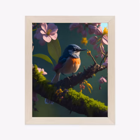 Poster med ram - A twig with a bird