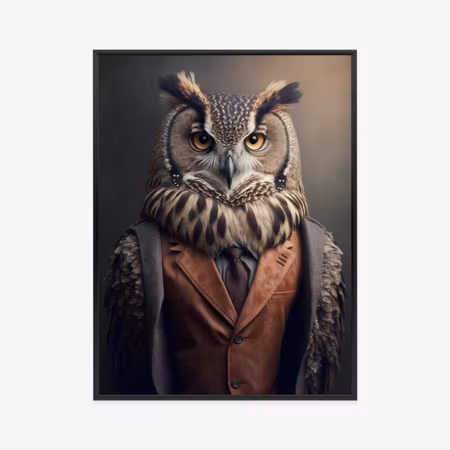 Poster med ram - Portrait of an owl in historical