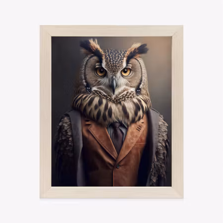 Poster med ram - Portrait of an owl in historical