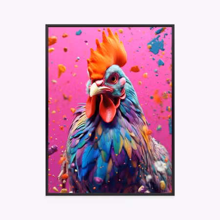 Poster med ram - Colorful modern rooster portrait