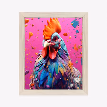Poster med ram - Colorful modern rooster portrait