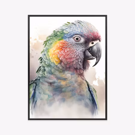 Poster med ram - Parrot in watercolor