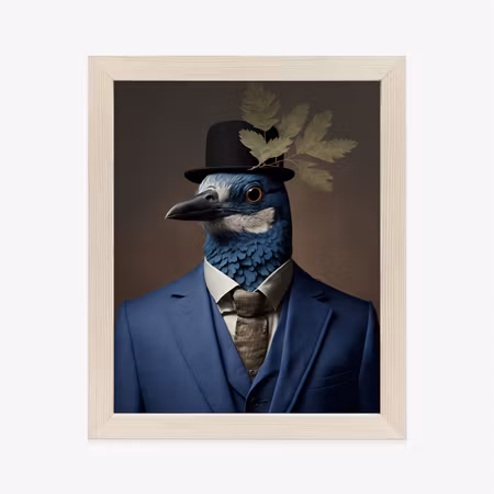 Poster med ram - A bird in a blue suit