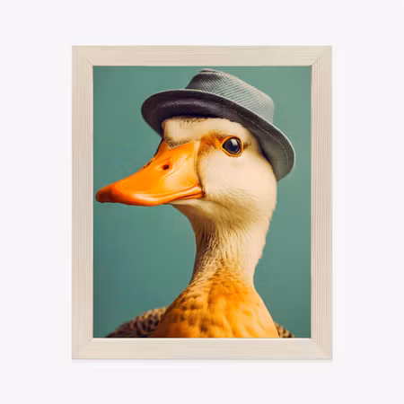 Poster med ram - Duck with a hat