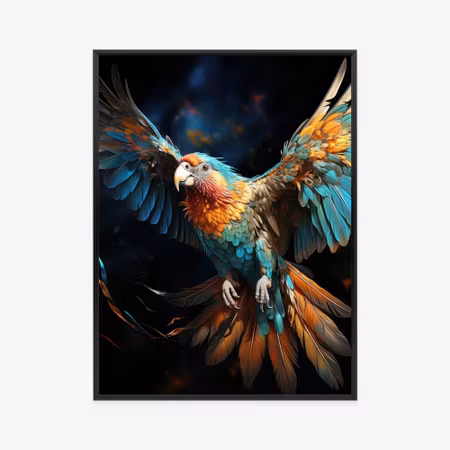 Poster med ram - A colorful parrot with spread