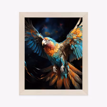 Poster med ram - A colorful parrot with spread