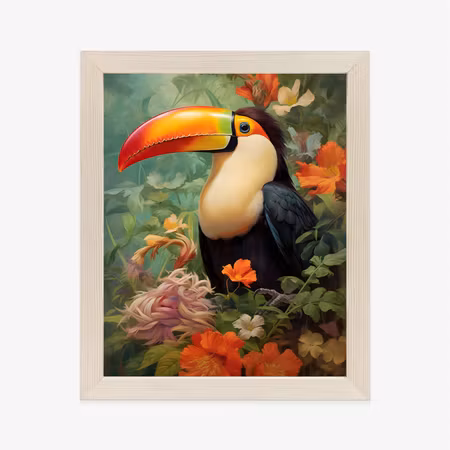 Poster med ram - A toucan bird among a lush