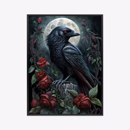 Poster med ram - Raven in the night sky