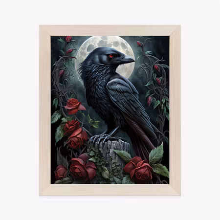Poster med ram - Raven in the night sky