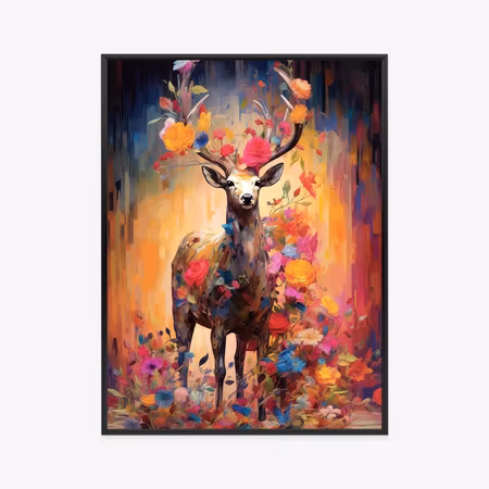 Poster med ram - An animated deer covered in