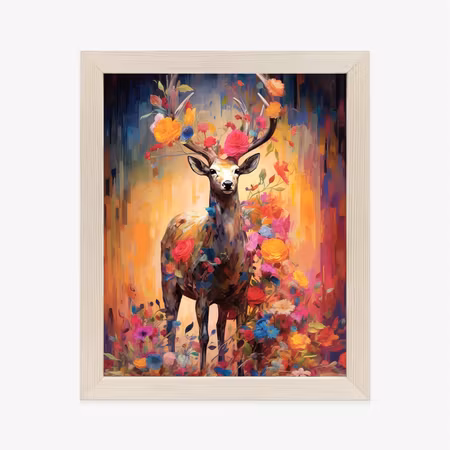 Poster med ram - An animated deer covered in