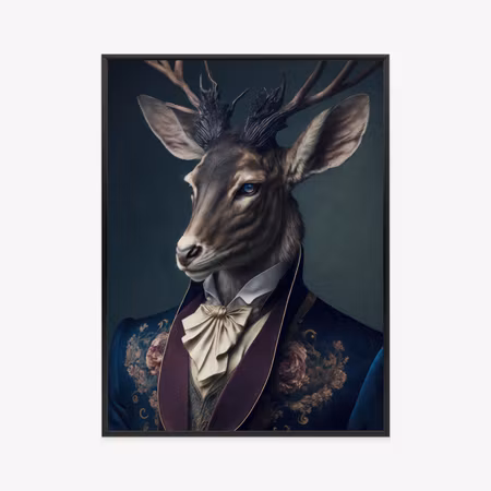 Poster med ram - Deer in elegant costume