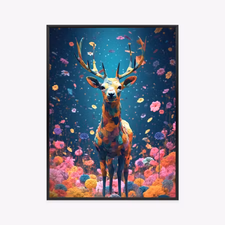 Poster med ram - A doe deer in the middle of a