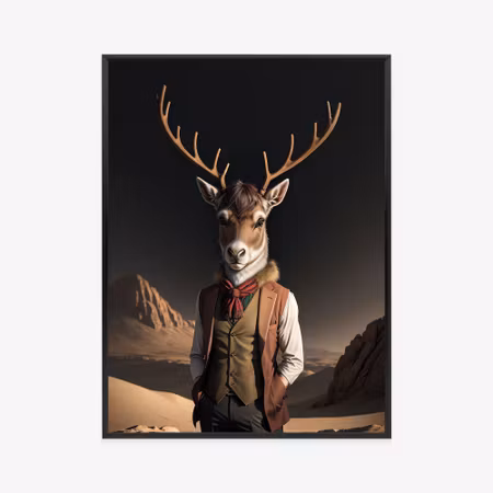 Poster med ram - Dressed deer in the desert