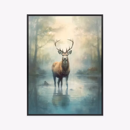 Poster med ram - Calm and graceful standing deer