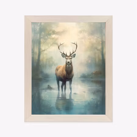 Poster med ram - Calm and graceful standing deer