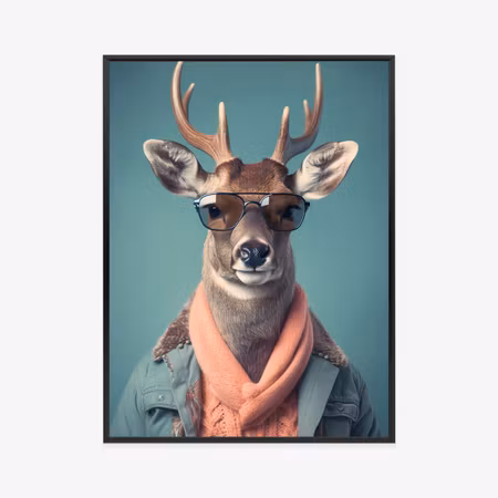 Poster med ram - A deer in a fashionable outfit