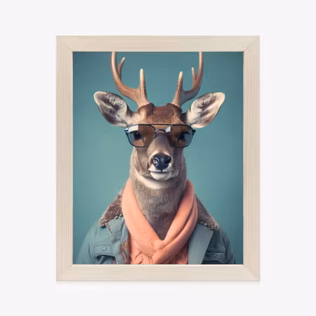 Poster med ram - A deer in a fashionable outfit