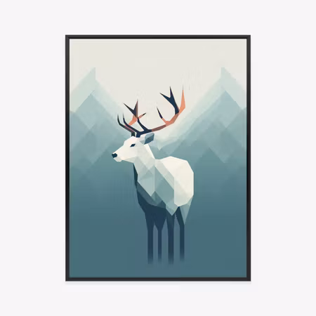 Poster med ram - Deer in scandinavian style