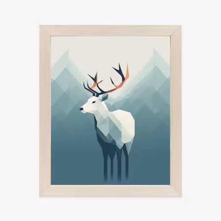 Poster med ram - Deer in scandinavian style