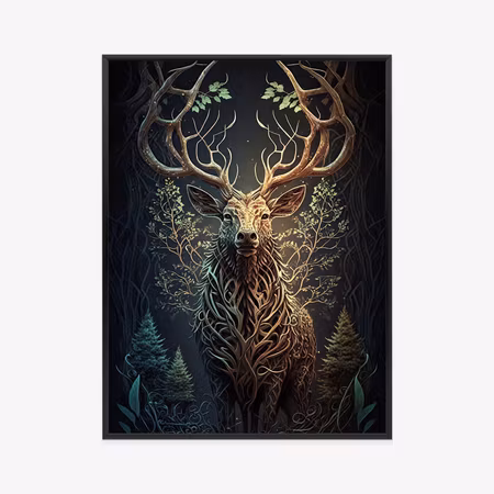 Poster med ram - Forest deer in the illustration