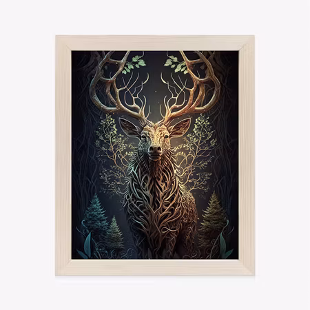 Poster med ram - Forest deer in the illustration