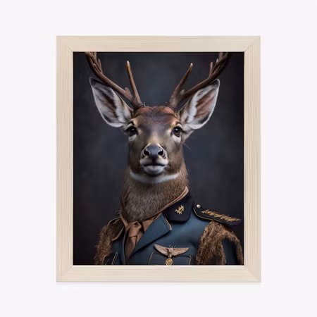 Poster med ram - Deer in military uniform