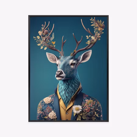 Poster med ram - Portrait of a deer dressed in