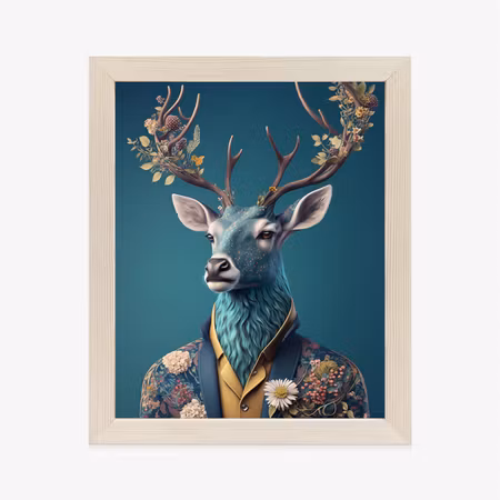 Poster med ram - Portrait of a deer dressed in