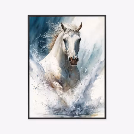 Poster med ram - Horse running in the water