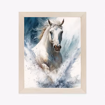 Poster med ram - Horse running in the water