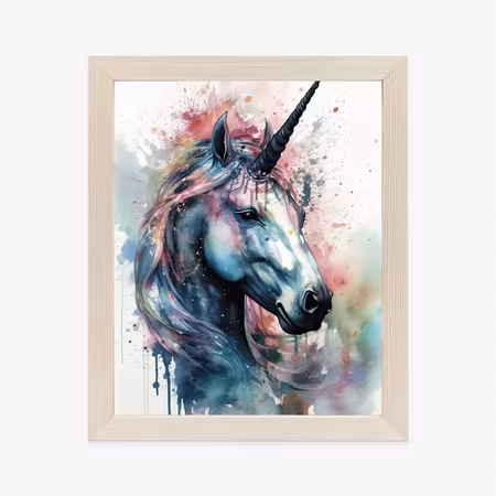 Poster med ram - Pastel watercolor with a unicorn