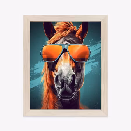 Poster med ram - Horse in sunglasses