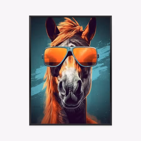 Poster med ram - Horse in sunglasses
