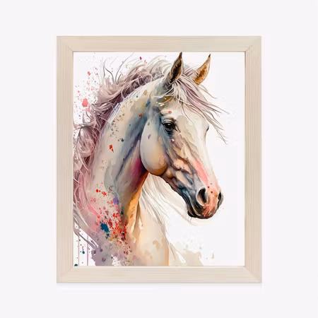 Poster med ram - Painted portrait of a horse in