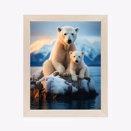 Poster med ram - Polar bears on ice