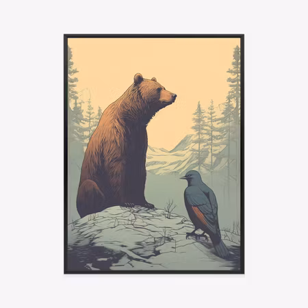 Poster med ram - Brown bear against the background