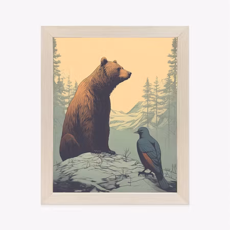 Poster med ram - Brown bear against the background