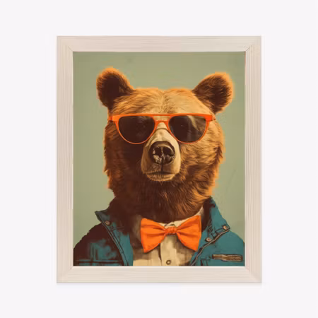 Poster med ram - Teddy bear in sunglasses