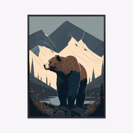 Poster med ram - Bear in the mountains in the