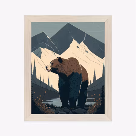 Poster med ram - Bear in the mountains in the