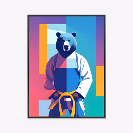 Poster med ram - Teddy bear in karate clothes