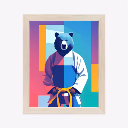 Poster med ram - Teddy bear in karate clothes