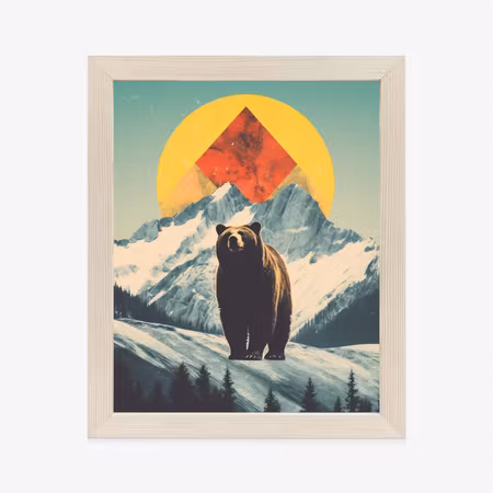 Poster med ram - Bear in the mountains in winter