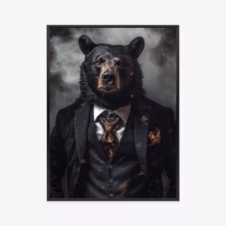 Poster med ram - Portrait of a bear in a jacket