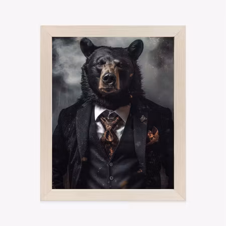 Poster med ram - Portrait of a bear in a jacket