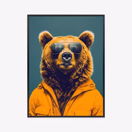 Poster med ram - A bear in a yellow shirt