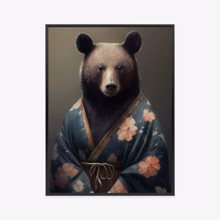 Poster med ram - A bear wearing a kimono