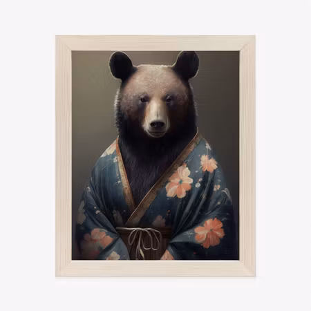Poster med ram - A bear wearing a kimono